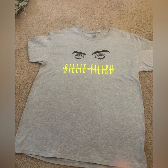 BiLLIE ELLISH T-Shirt SS  GRAY NEON YELLOW GRAPHIC DESiGN MEDIUM NEW - Picture 1 of 5